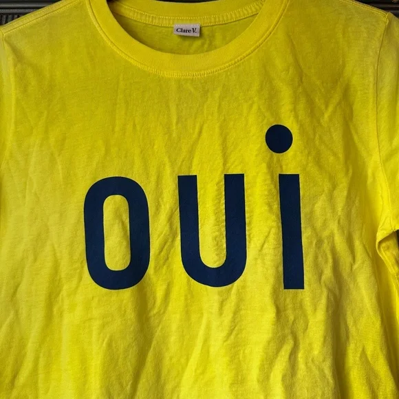 Clare V OUI Yellow Classic Tee Size XS